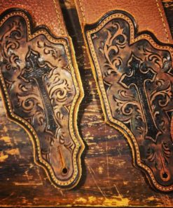 BurnWizard cross religious custom leather guitar strap