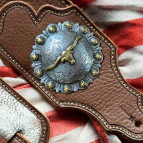 Texas longhorn concho in silver & gold